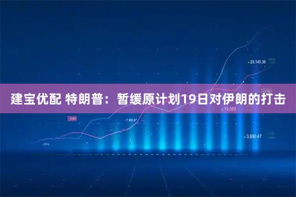 建宝优配 特朗普：暂缓原计划19日对伊朗的打击